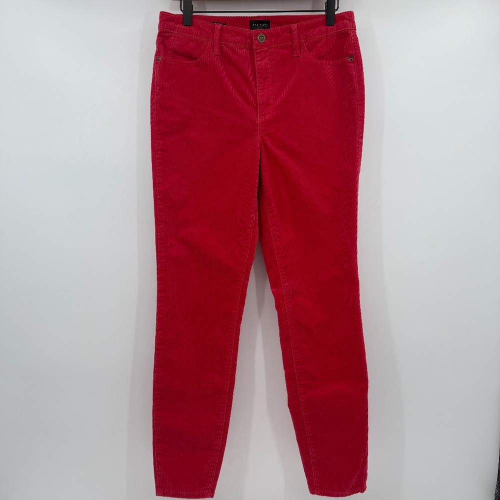 Talbots Pants Women 6 Red Corduroy Jegging Mid Rise Stretch Holiday Festive